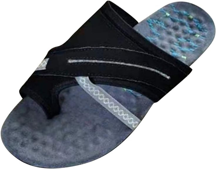 Comfortabele orthopedische slippers met antislipzool bieden veilige ondersteuning voor damesvoeten.
