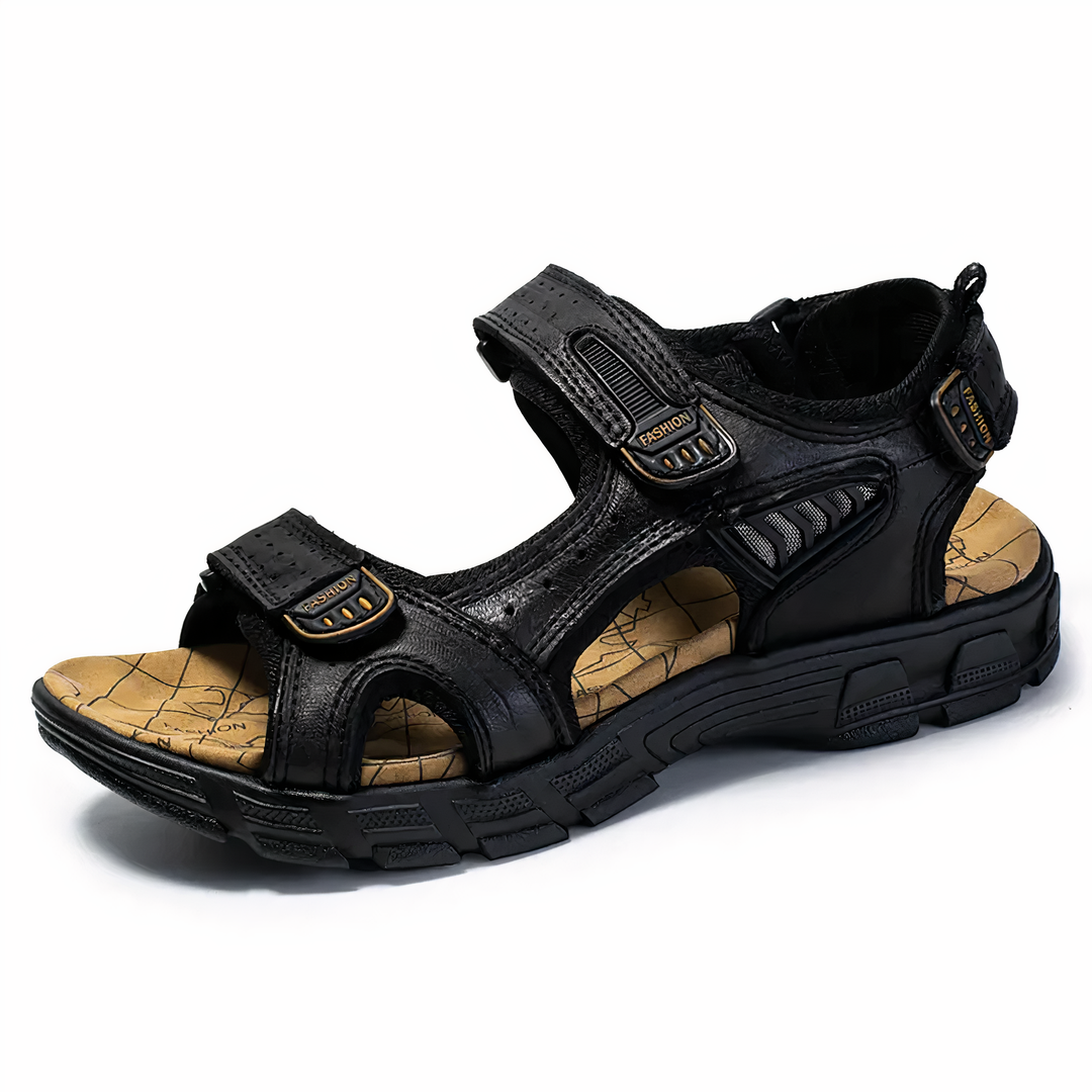 Orthopedische herensandalen Jules, bruin, bieden ultieme voetondersteuning en stabiliteit voor dagelijks comfort en wandelingen.