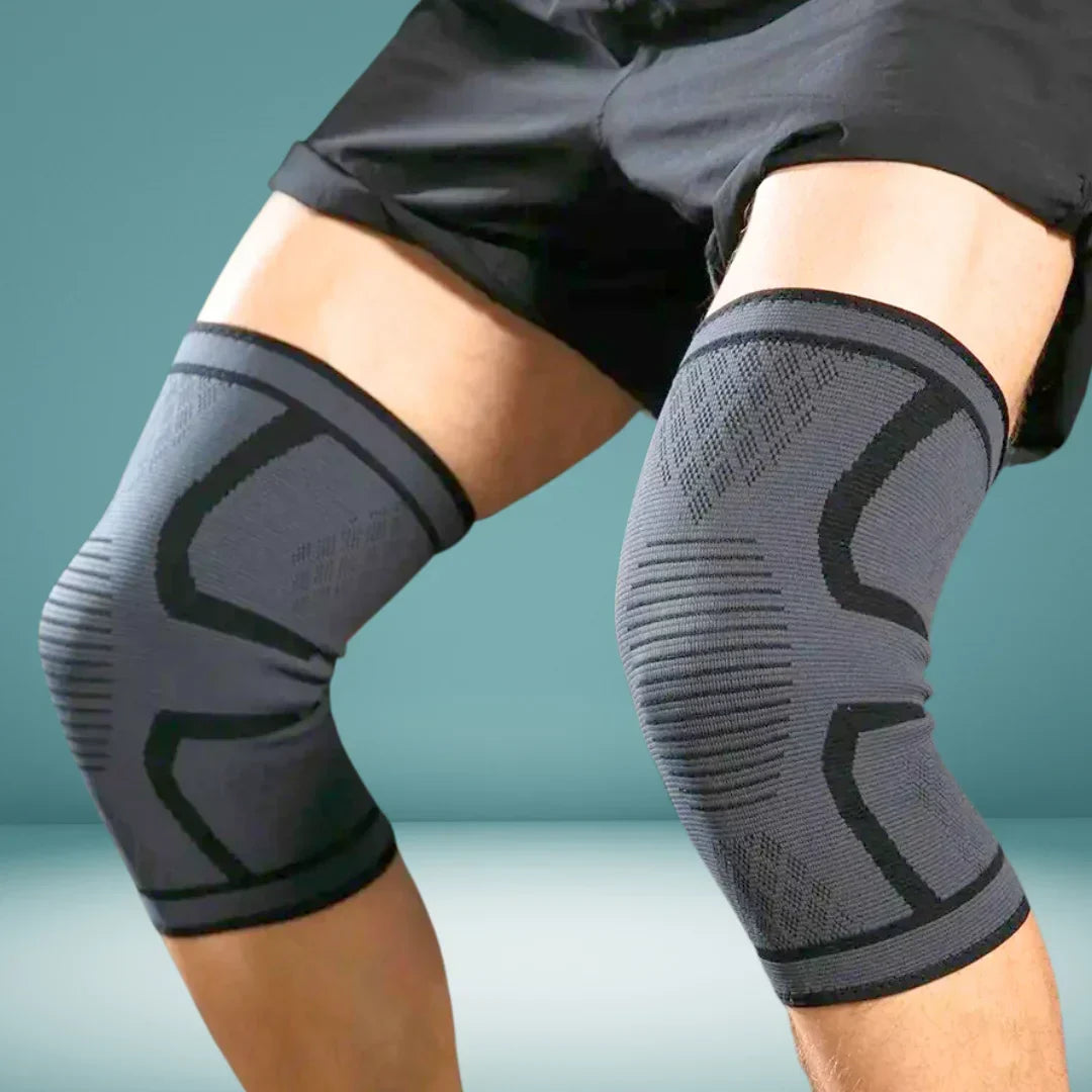 Ademende orthopedische FlexiKnee Pro kniebandage, comfortabel tijdens langdurig dragen.