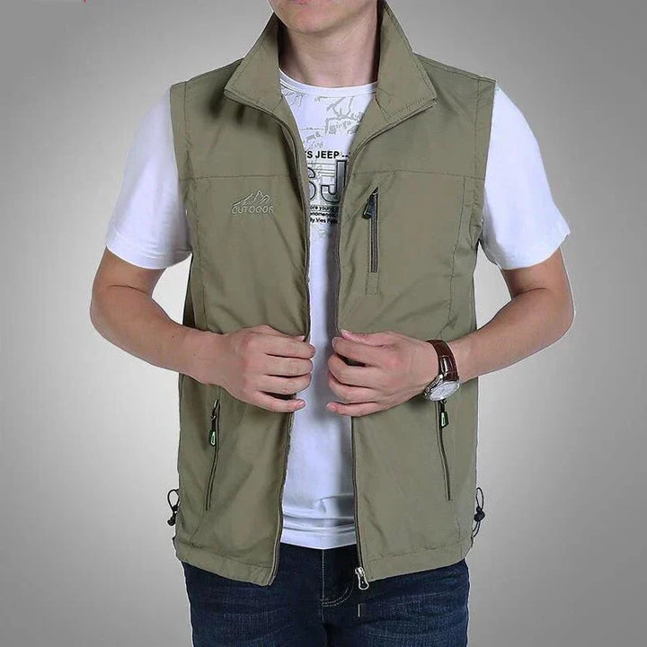 Mannen outdoor bodywarmer, vooraanzicht, grijs, tijdloos ontwerp, veelzijdig, ideaal voor koud weer