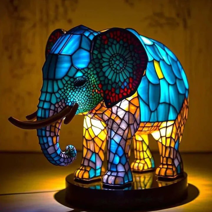 Panda Glas-in-lood Lamp Voorkant, artistieke dierenmotieven, levendige kleuren, woondecoratie, VitraFauna verlichting