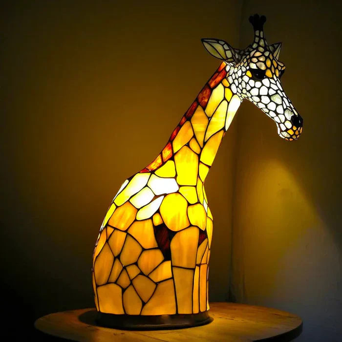 Panda Glas-in-lood Lamp Voorkant, artistieke dierenmotieven, levendige kleuren, woondecoratie, VitraFauna verlichting