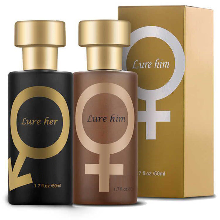 Pheromon parfumflesje voor mannen, mannelijk en elegant, tegen een donkere achtergrond – verleiding voor de moderne heer