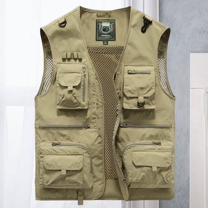 Zomervest met ruime zakken in Khaki voor dames, perfect voor het opbergen van benodigdheden tijdens avonturen.
