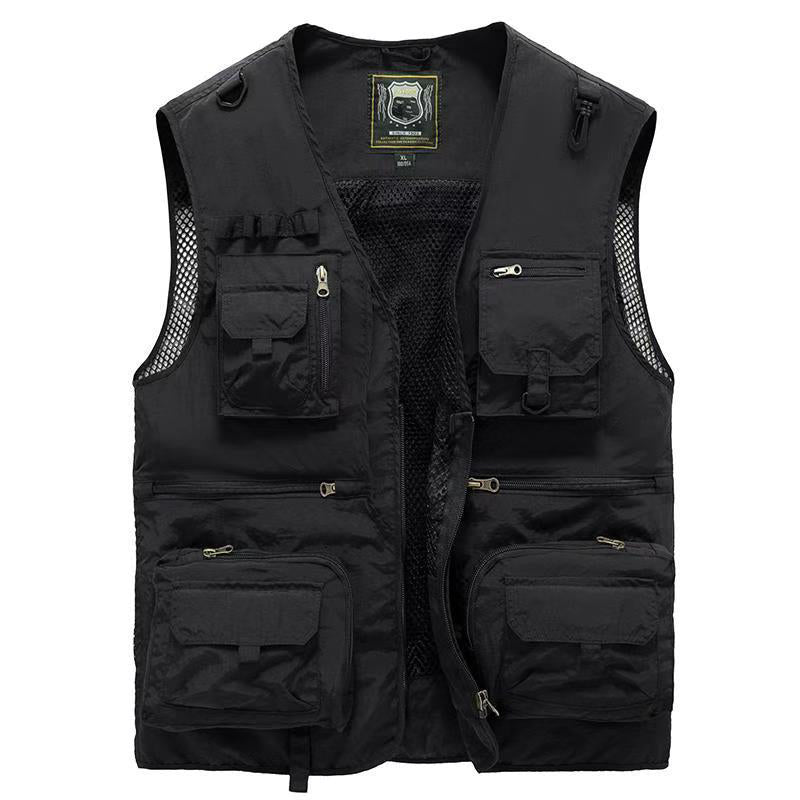 Dames Khaki zomervest, ideaal voor uitstapjes in de natuur, met voldoende ruimte voor al uw spullen.
