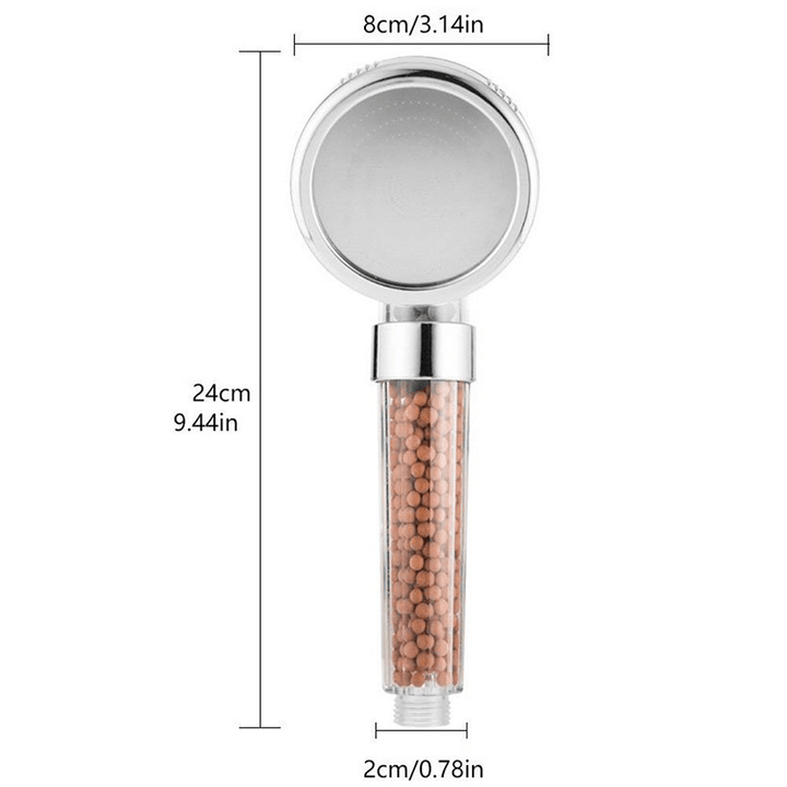 Premium douchekop met ionenfilter, waterbesparend, elegant design, verbeterde huidverzorging en hoge waterdruk.