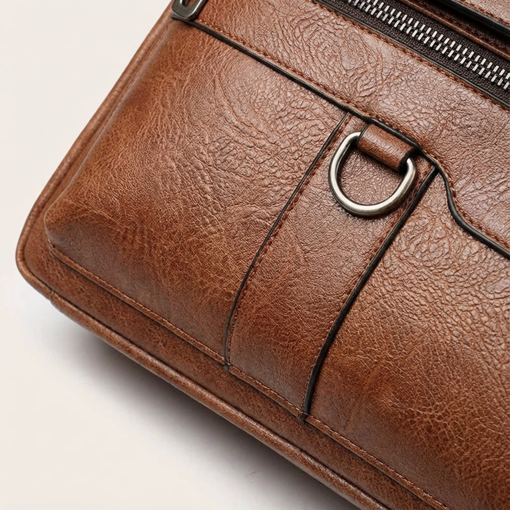 Open MetroBrief laptoptas toont ruime compartimenten voor laptop bescherming en organisatie in zakelijke settings.