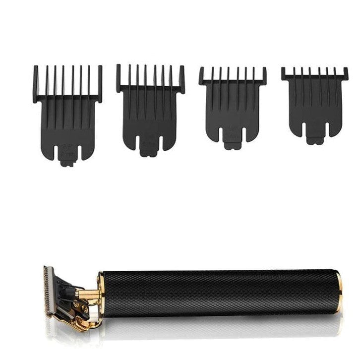 Professionele heren tondeuse, zwart-goud, met T-vormig stalen mes voor precieze sneden en flexibel trimmen