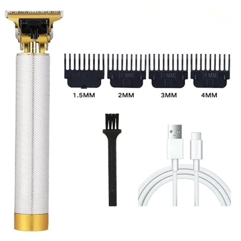 Professionele heren tondeuse, zwart-goud, met T-vormig stalen mes voor precieze sneden en flexibel trimmen