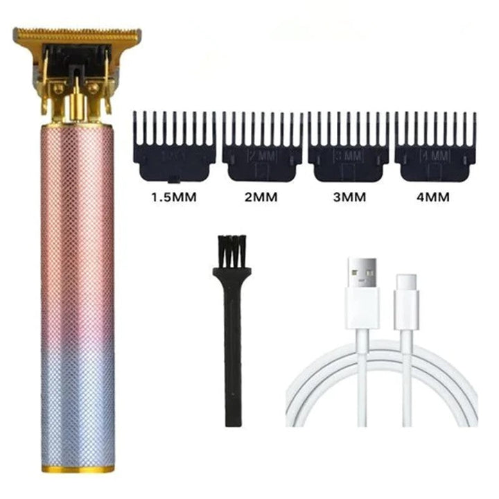 Professionele heren tondeuse, zwart-goud, met T-vormig stalen mes voor precieze sneden en flexibel trimmen