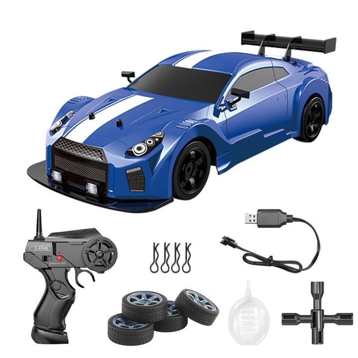 RC Drift Auto met vierwielaandrijving, driftbanden en robuuste constructie ideaal voor high-speed actie op diverse ondergronden.