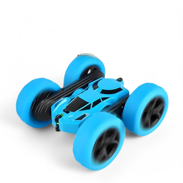 RC-stuntvoertuig FlipRacer X in actie, vrolijke kleuren, 360° spins, dubbelzijdig, offroad, voor binnen en buiten