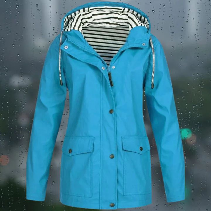 Waterdichte dameswindbreaker, licht, stijlvol design, ademende voering, verstelbare capuchon, ideaal voor outdoor