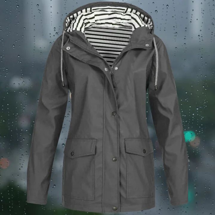 Waterdichte dameswindbreaker, licht, stijlvol design, ademende voering, verstelbare capuchon, ideaal voor outdoor