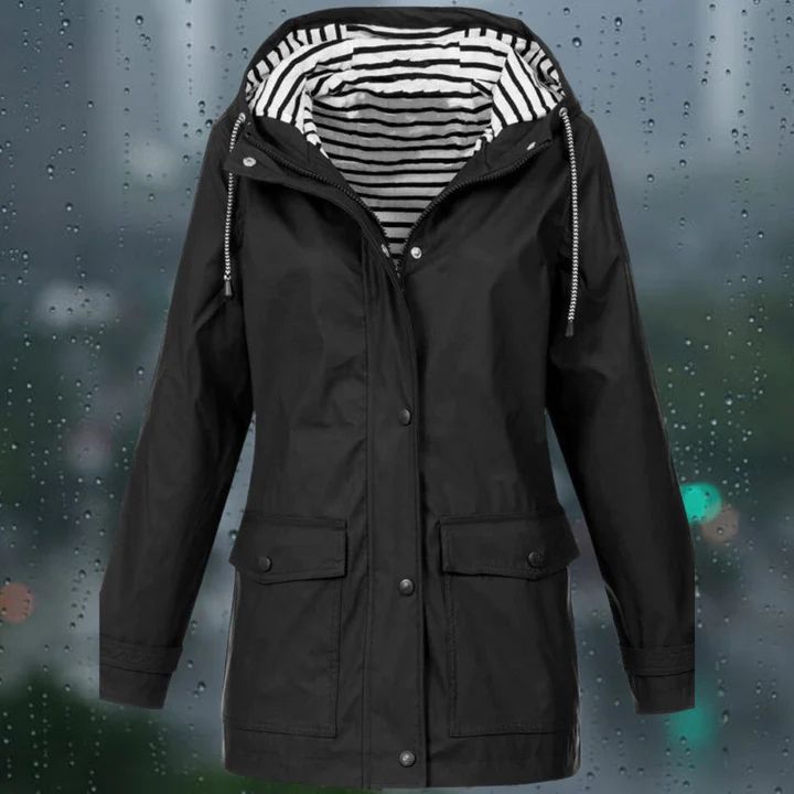 Waterdichte dameswindbreaker, licht, stijlvol design, ademende voering, verstelbare capuchon, ideaal voor outdoor