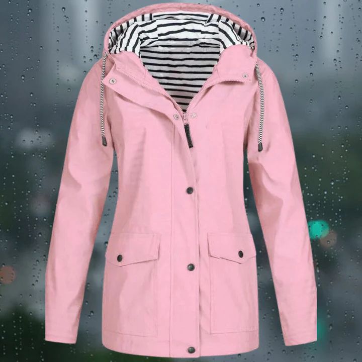 Waterdichte dameswindbreaker, licht, stijlvol design, ademende voering, verstelbare capuchon, ideaal voor outdoor