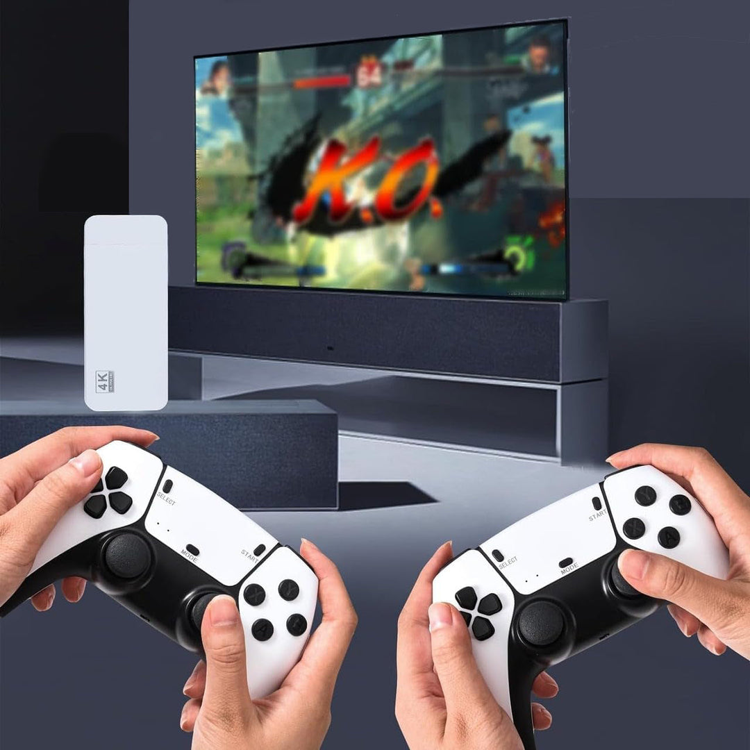 Achteraanzicht Pixento retro gameconsole, tonend HDMI-poort en USB voor eenvoudig aansluiten en direct spelen.
