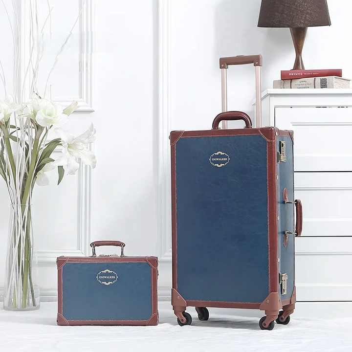 Elegante retro hardcase kofferset van PU-leer, de perfecte vintage bagage voor elke reiziger.