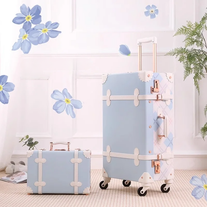Mooie retro hardcase kofferset, ideale vintage bagage voor zowel korte trips als lange vakanties.