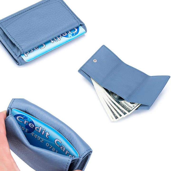 Compacte, handgemaakte RFID-portemonnee van zacht leer, past in elke tas en beschermt kaarten tegen ongeautoriseerd scannen.