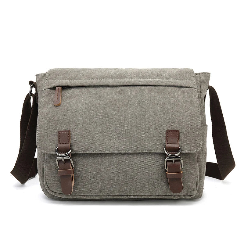 Robuuste heren schoudertas van canvas, perfect voor dagelijks gebruik en werk.