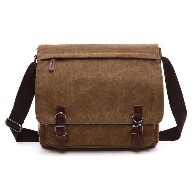 Unisex canvas schoudertas, duurzaam en functioneel voor elke dag, met handige vakken.