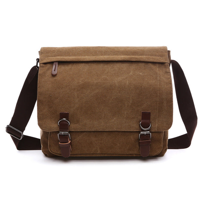 Unisex canvas schoudertas, duurzaam en functioneel voor elke dag, met handige vakken.