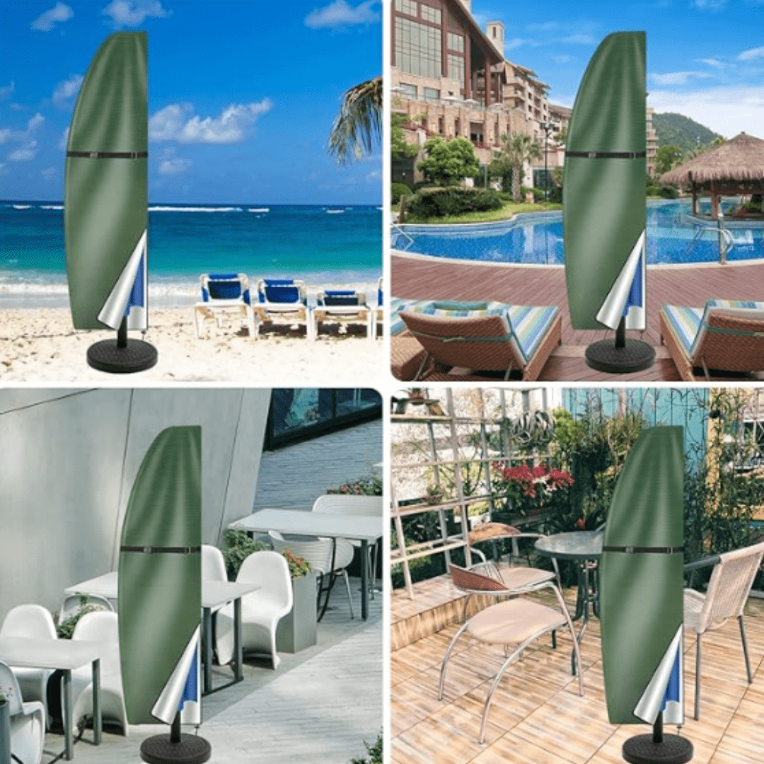 Waterdichte en anti-UV parasolhoes. Beschermt je tuinparasol effectief tegen zon, regen en vuil.