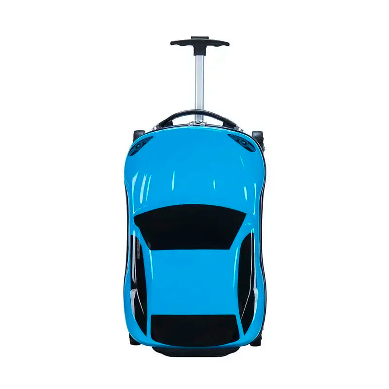 Handbagage kinderkoffer met 3D auto. Harde schaal en functioneel, ideaal voor kinderreis en speeltijd onderweg.
