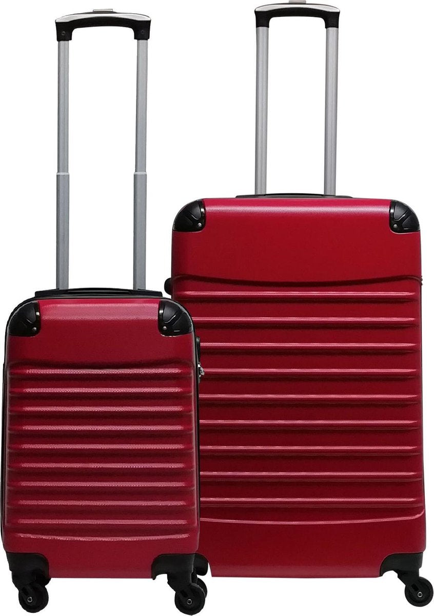 Siena Rosso 2-delige rode hardshell kofferset met koffer L & handbagage XS, ideaal voor elke reis.