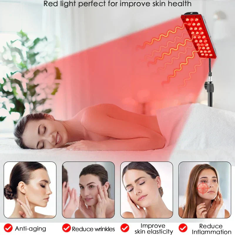 Roodlichttherapiepaneel voor pijn- en stressvermindering, zwart, compact, vrijstaand of hangend, moderne LED-verlichting