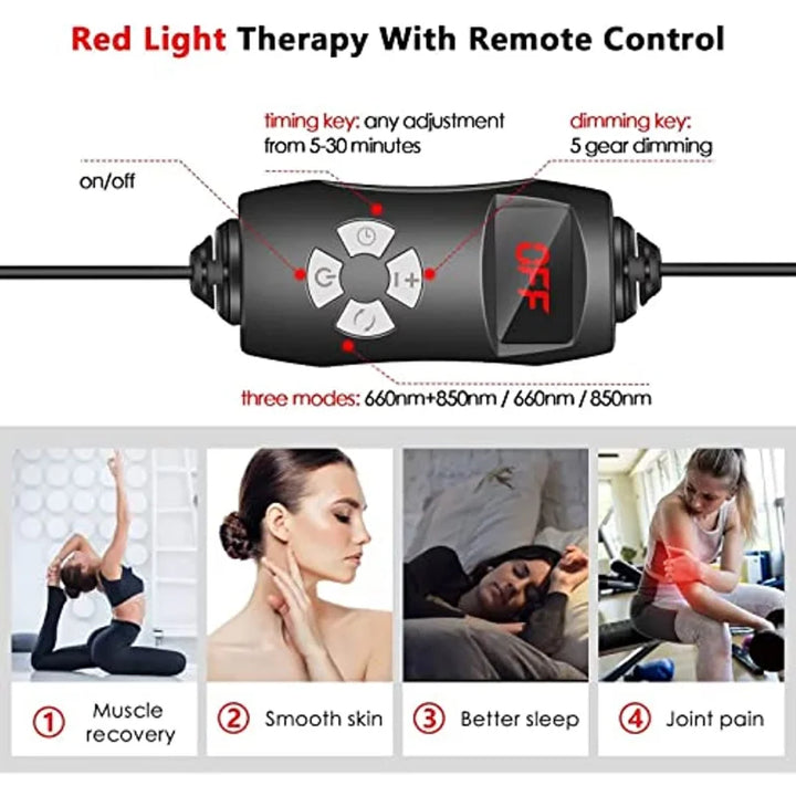 Roodlichttherapiepaneel voor pijn- en stressvermindering, zwart, compact, vrijstaand of hangend, moderne LED-verlichting