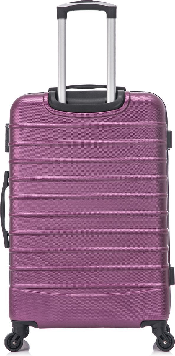 Robuuste roze Torino reiskoffer set met harde schaal, 4 soepele wielen en geïntegreerd cijferslot voor veilige bagage.