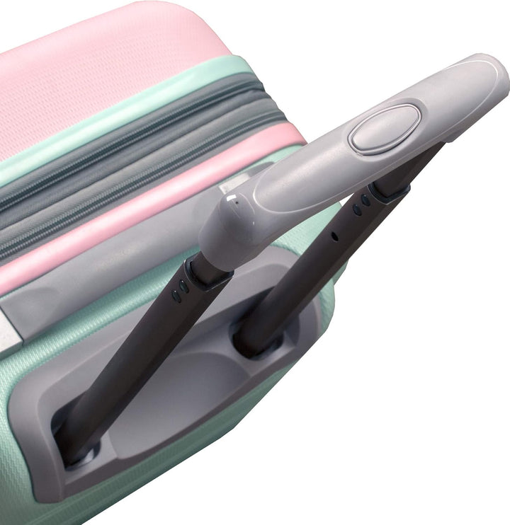 Ergonomische telescopische handgreep van de roze "Cotton Candy" hardcase handbagage. Comfortabel reizen.
