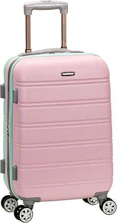 Volledige weergave van de "Cotton Candy" uitbreidbare hardcase handbagage koffer, aan de voorkant. Reisaccessoire.