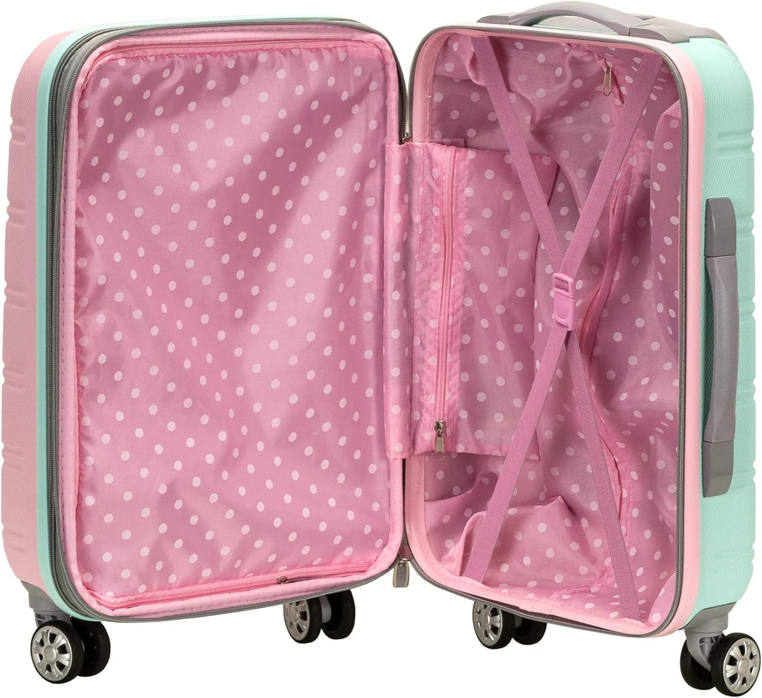 “Cotton Candy” hardcase koffer in roze op een luchthaven. De ideale uitbreidbare handbagage voor elke reis.
