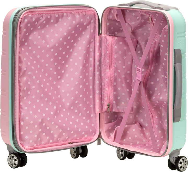 “Cotton Candy” hardcase koffer in roze op een luchthaven. De ideale uitbreidbare handbagage voor elke reis.