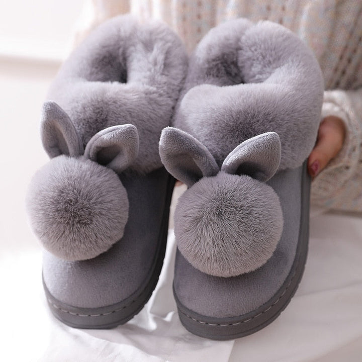 Comfortabele dames bunny pantoffels; zachte warme huisslippers in roze, grijs, bruin of zwart.