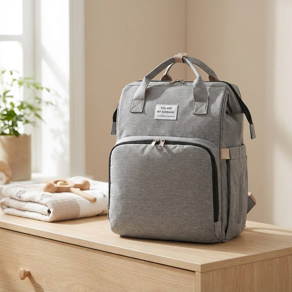 Ruime Babyroam luiertas rugzak voor ouders, georganiseerd met veel vakken, ideaal voor onderweg met de baby.