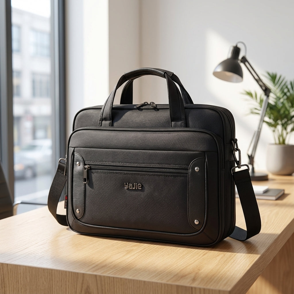 Ruime canvas laptoptas UrbanBrief voor mannen en vrouwen, ideaal als werktas of aktetas met veel organisatie.