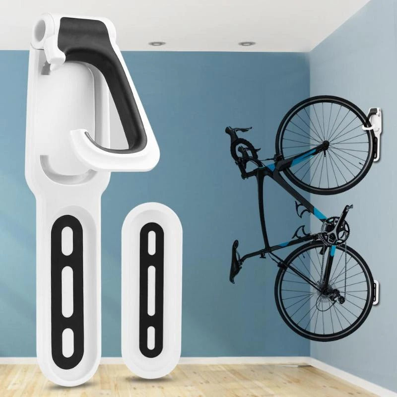 Optimaliseer ruimte met deze compacte fietsdrager voor wandmontage, inclusief muurbescherming.