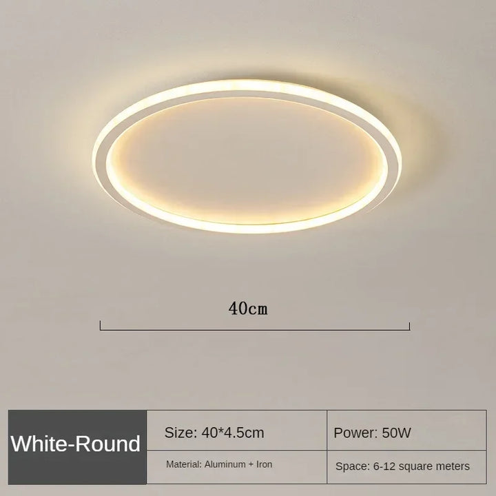 Sierlijke Scandinavische LED plafondlamp met een rond design, perfect voor warme en aantrekkelijke verlichting in woonkamers of slaapkamers.