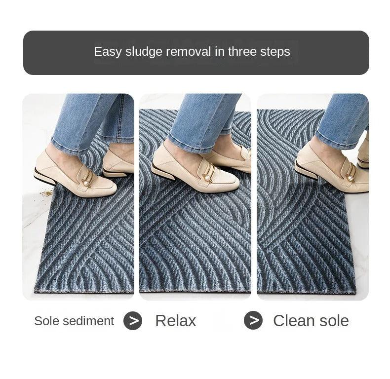 Moderne PVC-deurmat, antislip, zandvangend in groen heidepatroon