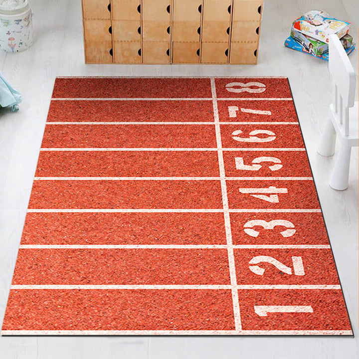 Antislip sporttapijt in voetbaldesign met realistische veldmarkeringen, ideaal voor speelkamers, krasbestendig & duurzaam.
