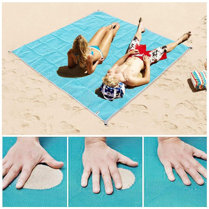 Zandvrije roze strandmat XXL 200x200, zandafstotend ontwerp, perfect voor zonnige dagen op het strand of in het park.