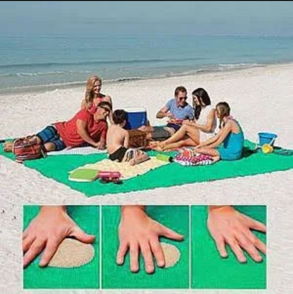 Zandvrije roze strandmat XXL 200x200, zandafstotend ontwerp, perfect voor zonnige dagen op het strand of in het park.