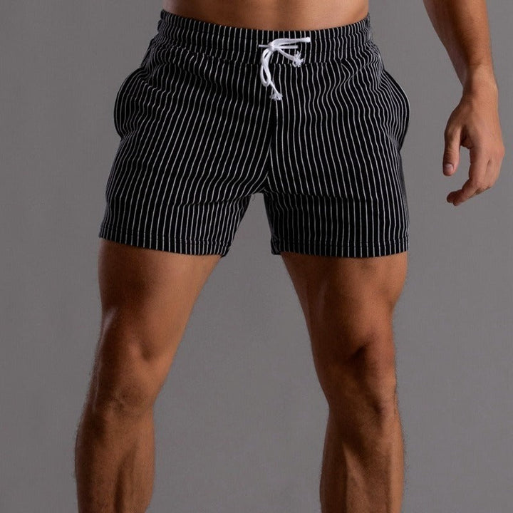 Sneldrogende Heren Zwemshort Ripstop-Polyester in Blauw, korte pasvorm, elastische tailleband, vooraanzicht