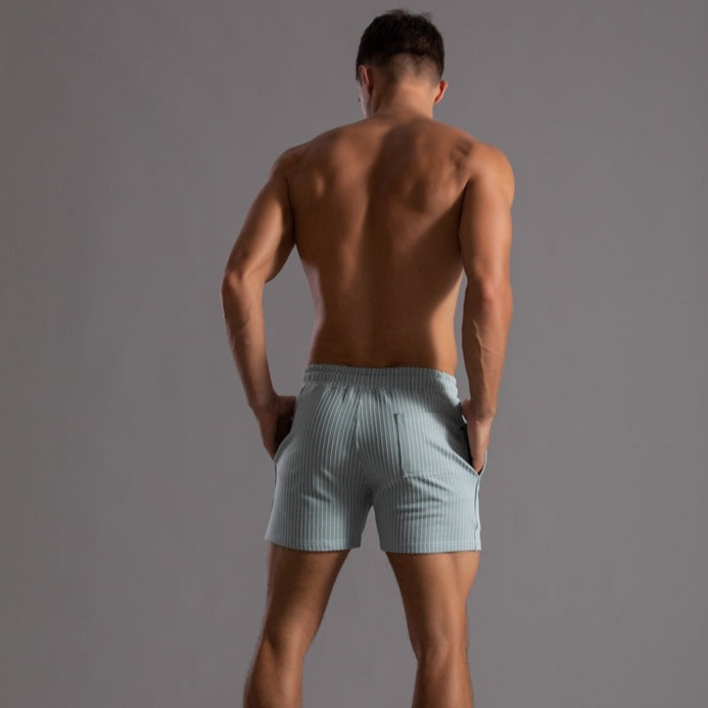 Sneldrogende Heren Zwemshort Ripstop-Polyester in Blauw, korte pasvorm, elastische tailleband, vooraanzicht