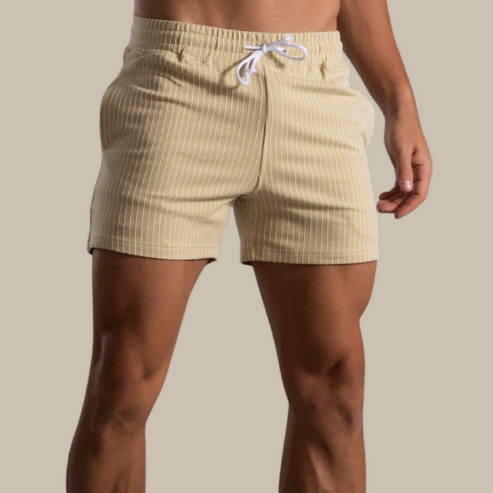 Sneldrogende Heren Zwemshort Ripstop-Polyester in Blauw, korte pasvorm, elastische tailleband, vooraanzicht