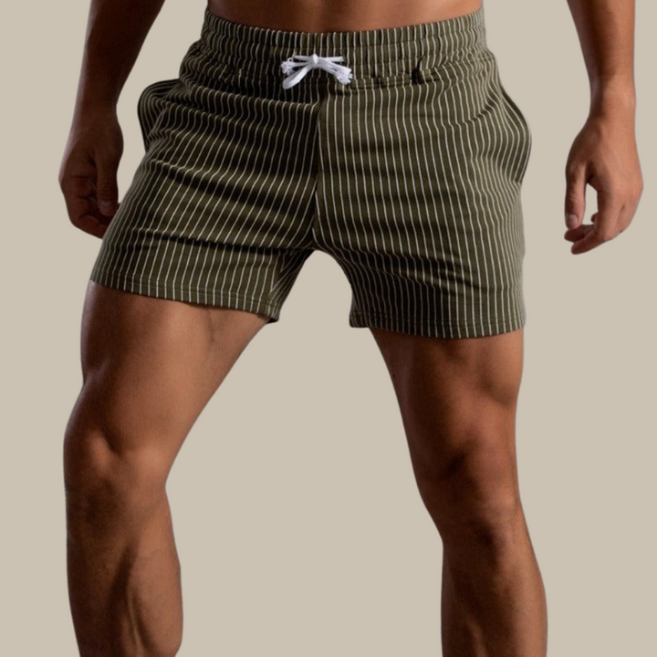 Sneldrogende Heren Zwemshort Ripstop-Polyester in Blauw, korte pasvorm, elastische tailleband, vooraanzicht